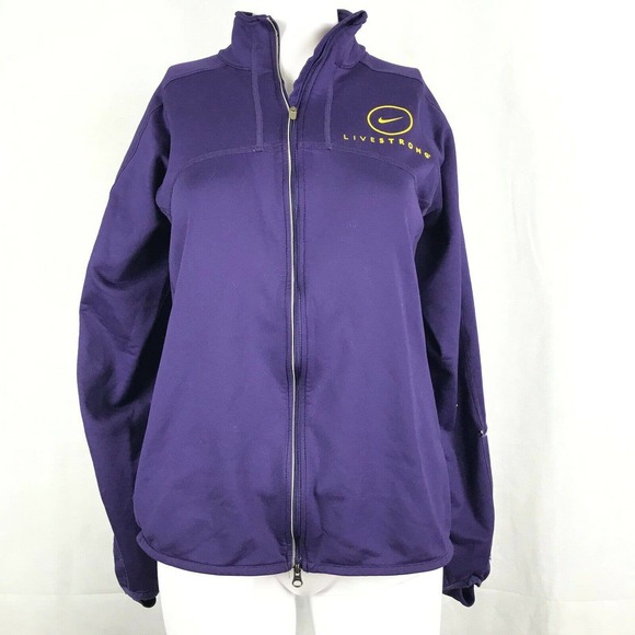 Nike Dri-Fit Sweatshirt Jacket Womens Sz M Purple Livestrong Full Zip Athletic - Picture 1 of 11